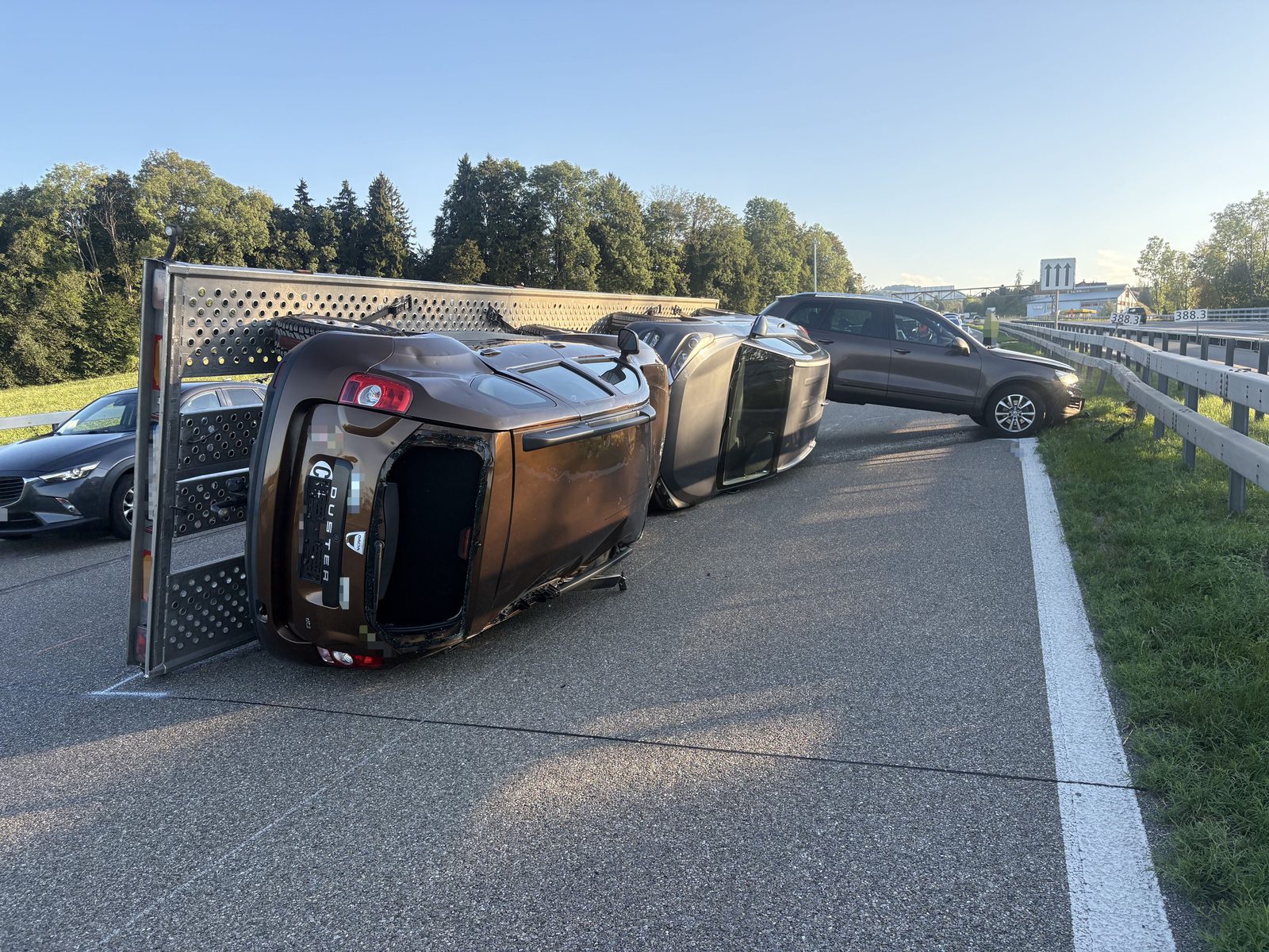 Mörschwil: Anhänger auf Autobahn umgekippt